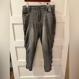 Seven7 Gray Denim Jeans with Side Detailing and Distressing 18W